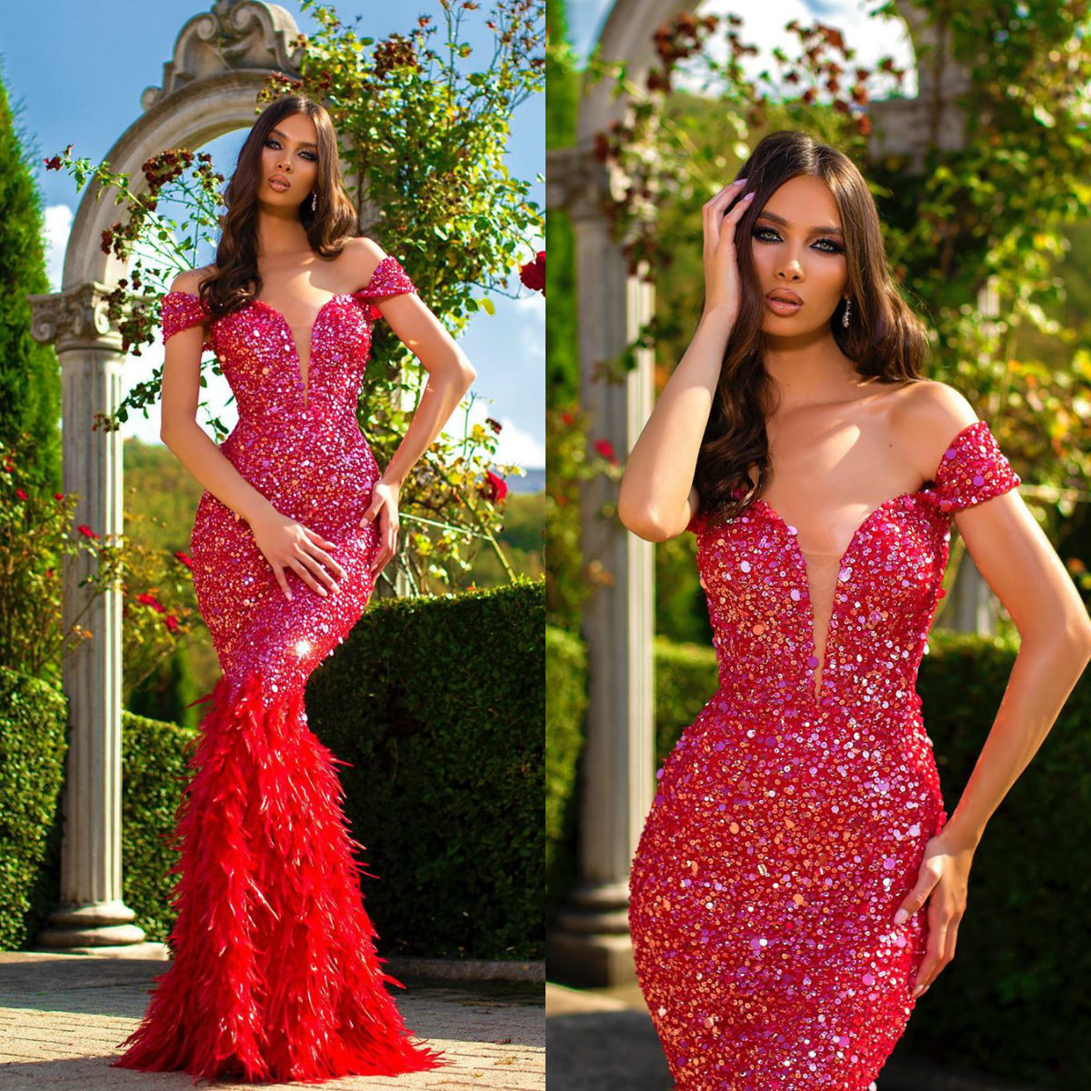 2020 Red Mermaid Evening Dresses Off Shoulder Sequins Beaded Feather Sleeveless Prom Dress Ruffles Floor Length Formal Party Gown, Hunter
2020 Red Mermaid Evening Dresses Off Shoulder Sequins Beaded Feather Sleeveless Prom Dress Ruffles Floor Length Formal Party Gown, Hunter