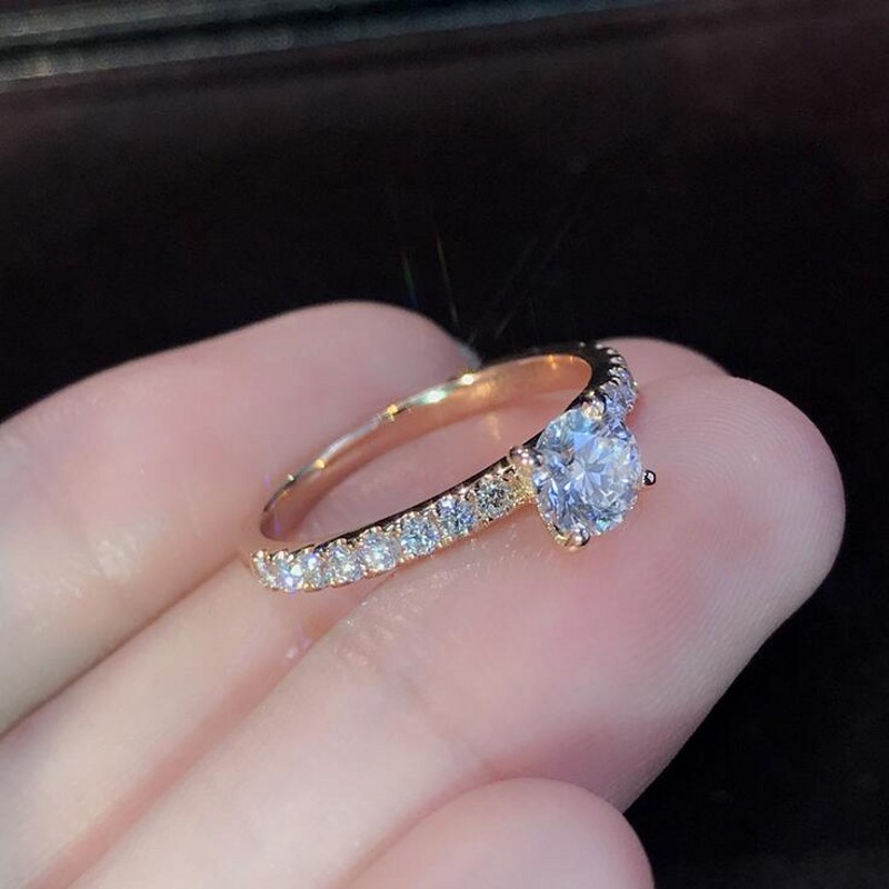 jewelry Deluxe Jewelry Handmade Simple Fashion Sterling Silver Rose Gold A Cubic Zirconia Promise Women Wedding Engagement Band Ring