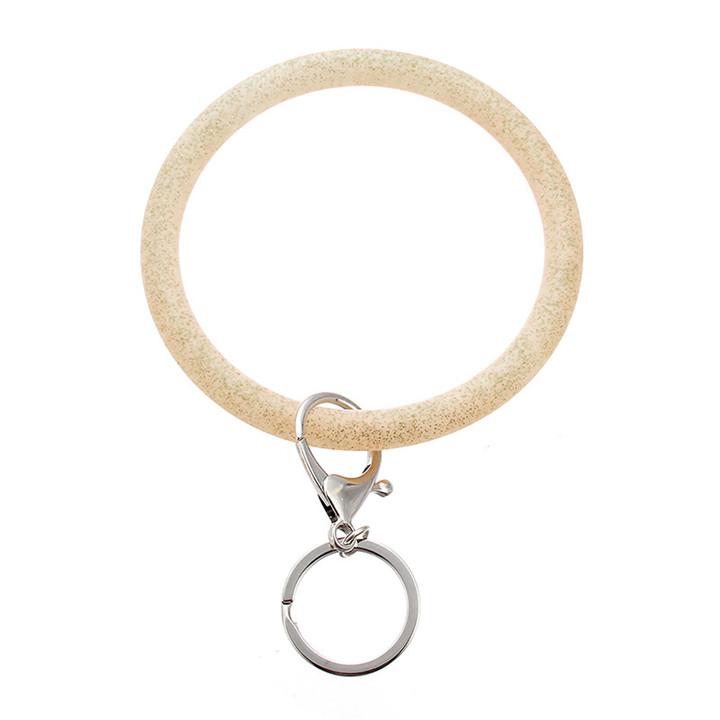 Silicone Wrist Key Ring Fashion Glitter Bracelet Sports Keychain Bracelets Bangle Round Key Rings Large O Keyring Jewelry