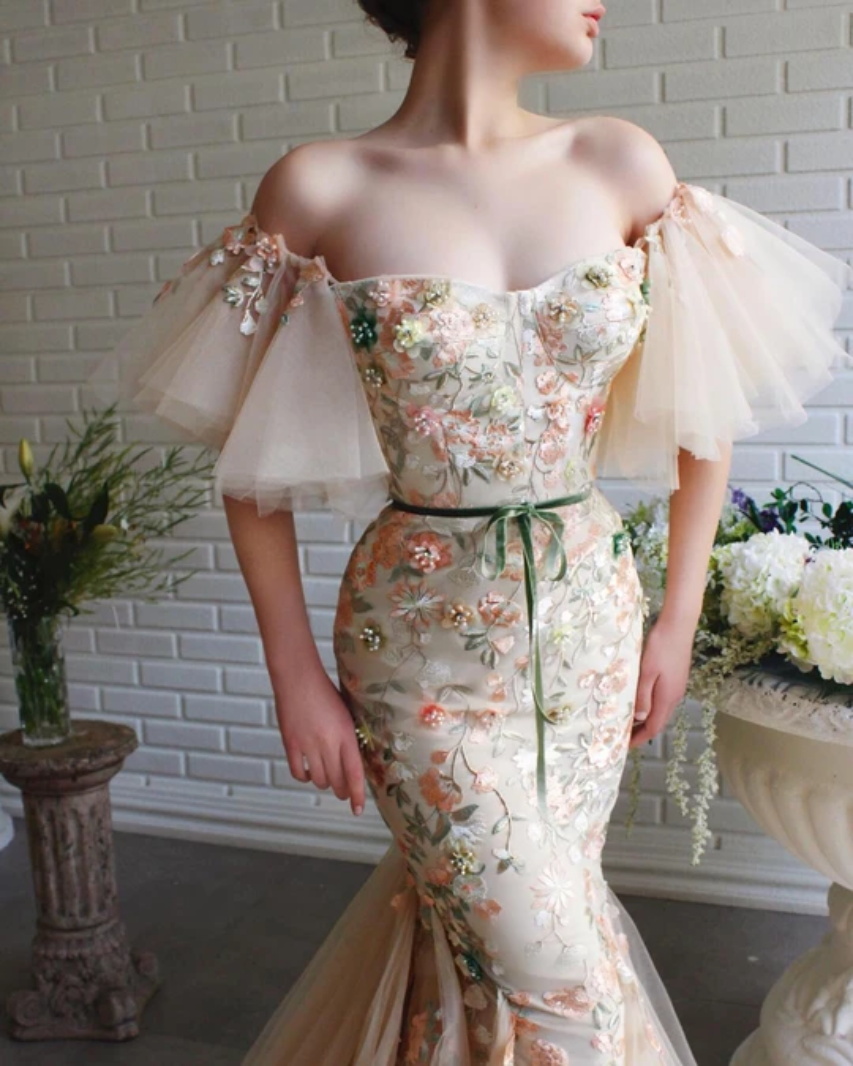 Sexy Mermaid Evening Gowns Lace Appliques Off The Shoulder Prom Dress Sweep Train Custom Made Specail Robes De Soirée