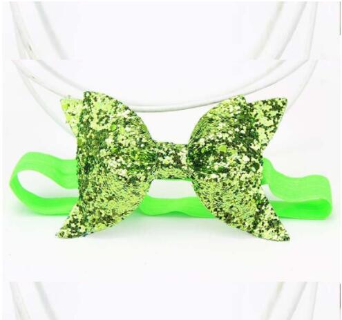 NEW Infant Baby Girls Big Glitter Shiny Sequin Bow Headbands Knot Toddler Spring Stretchy Hairwrap Children's Princess Hair Accessories