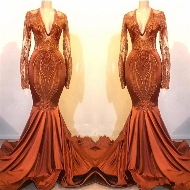 Dust Orange Long Sleeves Prom Dresses 2020 Lace Appliques Mermaid Evening Gowns Satin Sweep Train Cheap Formal Party Dress robes de soirée, Dark navy
Dust Orange Long Sleeves Prom Dresses 2020 Lace Appliques Mermaid Evening Gowns Satin Sweep Train Cheap Formal Party Dress robes de soirée, Dark navy