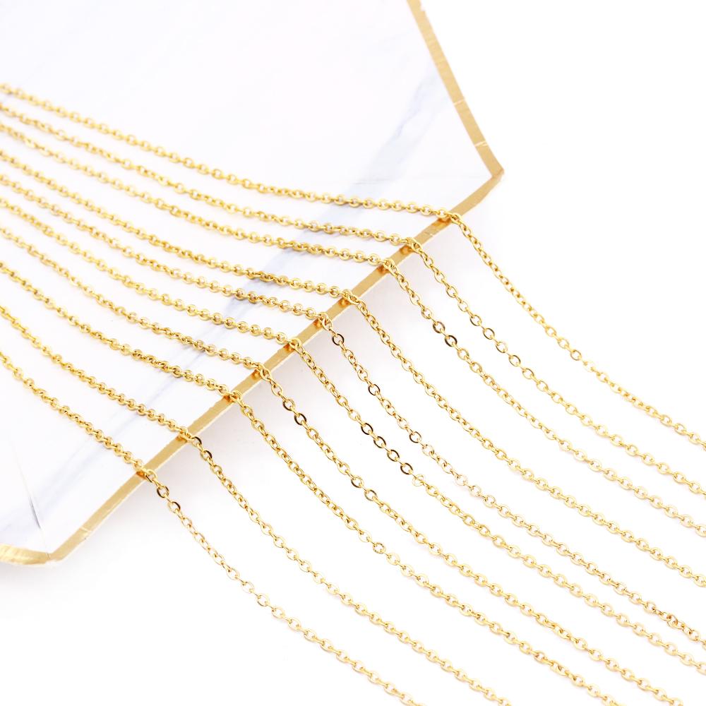 1mm 2mm Stainless Steel Link Chains Silver Gold Rose Gold Color 4560cm Women Men DIY Necklaces Jewelry Fit Pendant Bulk 10pc