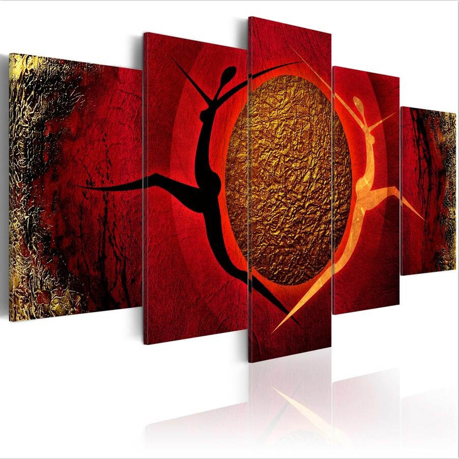 ( No Frame)5PCS/Set Abstract Around the Hot Dance Art Print Frameless Canvas Painting Wall Picture Home Decoration