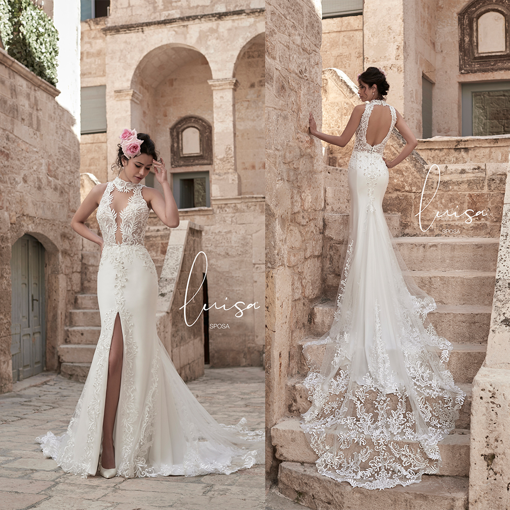 2020 Mermaid Wedding Dresses High Neck Appliqued Beaded Sleeveless Bridal Dress Backless High Slits Ruffle Sweep Train Vestidos De Novia, White
2020 Mermaid Wedding Dresses High Neck Appliqued Beaded Sleeveless Bridal Dress Backless High Slits Ruffle Sweep Train Vestidos De Novia, White
