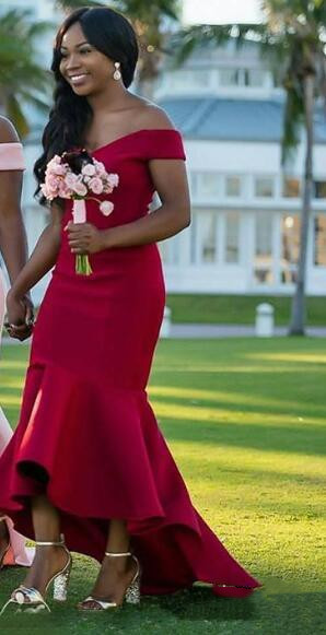 African Mermaid Bridesmaid Dresses Prom Off Shoulder Floor Length Formal Maid Of Honor Dress For Wedding Evening Party Gowns Vestidos 0510