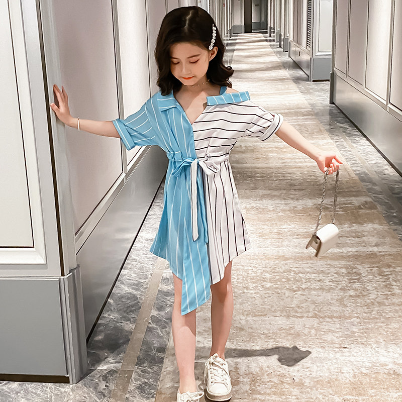 Kids Dresses for Girls 2020 Baby Girl Striped Off Shoulder Dress Children Patchwork Color Summer Elegant Princess Kids Dresses, Blue
Kids Dresses for Girls 2020 Baby Girl Striped Off Shoulder Dress Children Patchwork Color Summer Elegant Princess Kids Dresses, Blue