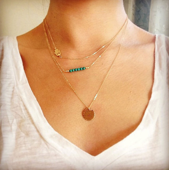 Multi-layer moon bead chain necklace item pendant pendant sequin chain jewelry for women wedding gifts
