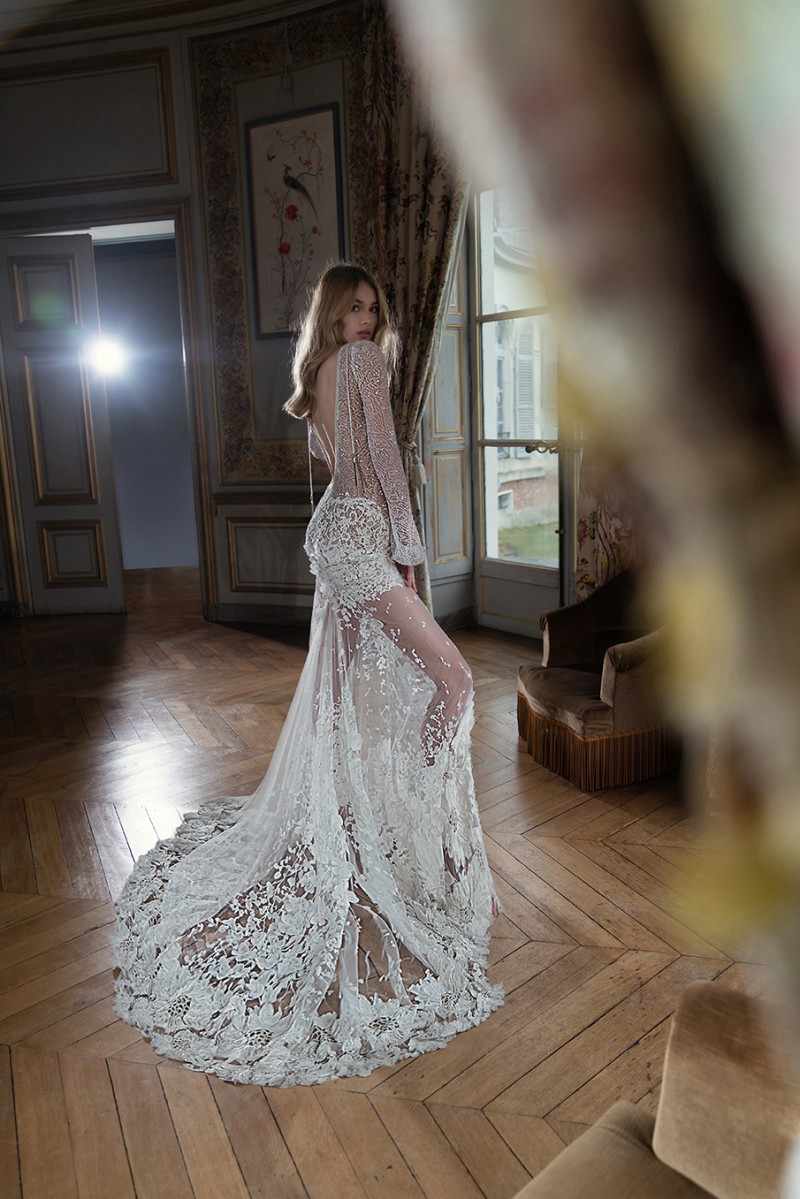 Inbal Dror 2019 Bohemia Wedding Dresses Mermaid V Neck Lace Sequins Long Sleeve Backless Country Bridal Gowns Plus Size robe de mariée