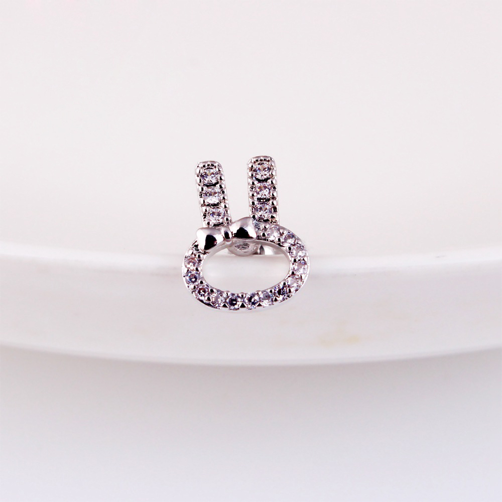 Shiny Zircon Hollow Cute Cat Animal Screwback Stud Earring Ear Bone Nail Jewelry No Fading No Allergies