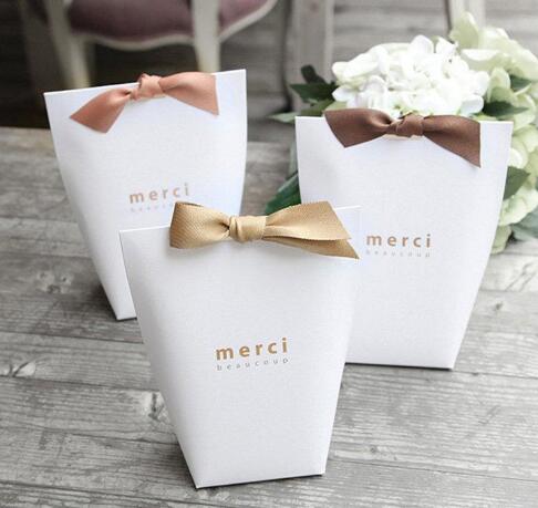 Thank You Merci Gift Wrap Gift Bag Wedding Birthiday Party Favours Bags Handmade Item Bag Candy Jewelry Necktie Packaging Foldable BoxGB1593
