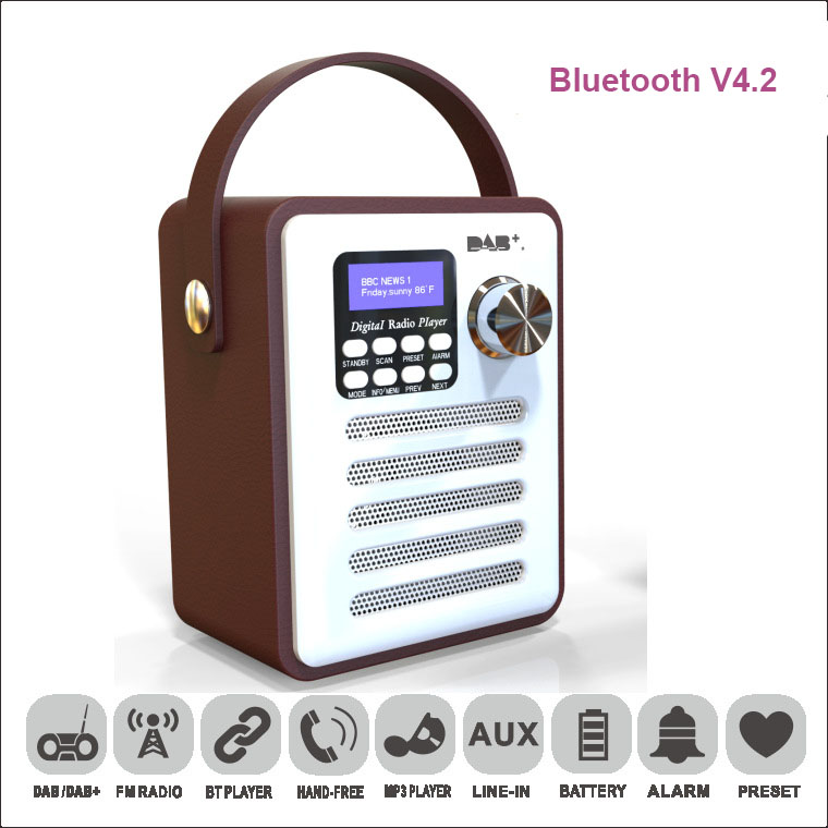 DAB DAB speaker Digital and FM Radio Portable speaker and Rechargeable Wireless Personal Radio with Stereo bluetooth Speaker So