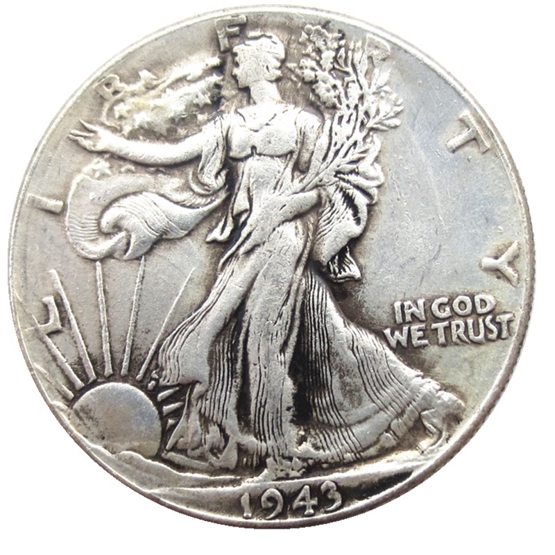 US 1943PSD Walking Liberty Half Dollar Craft Silver Plated Copy Coin Brass Ornaments home decoration accessories
US 1943PSD Walking Liberty Half Dollar Craft Silver Plated Copy Coin Brass Ornaments home decoration accessories