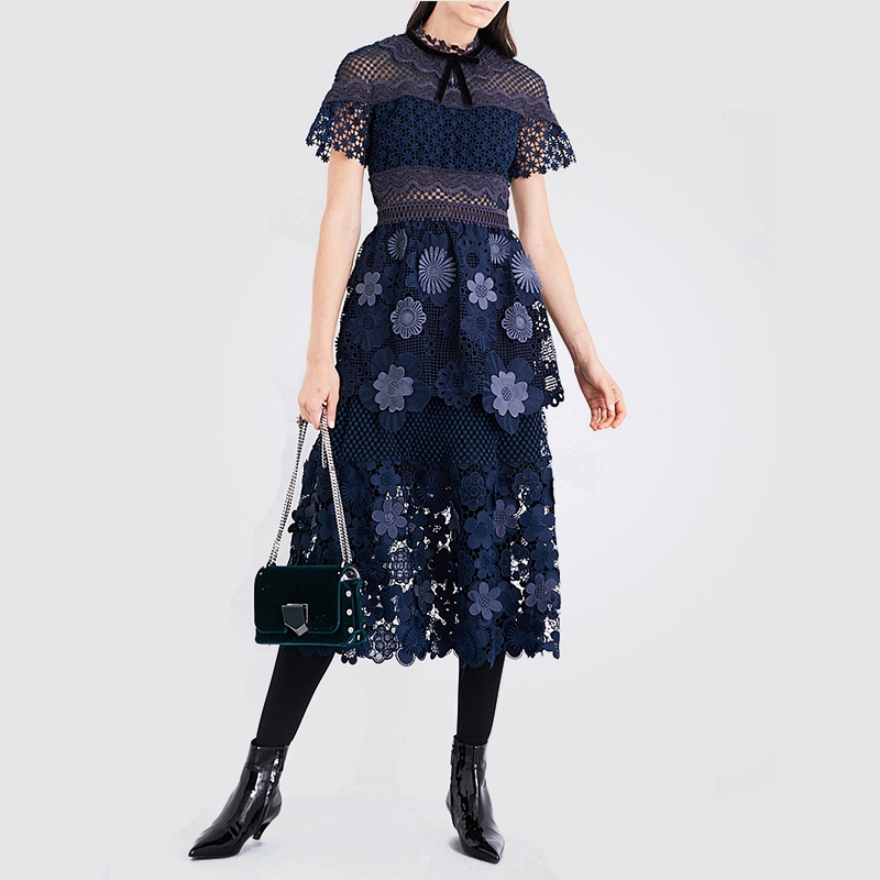 Flower Embroidery Lace Dress 2019 Summer Runway Women Dresses Vintage Floral Bow Crochet Hollow Out Petal Party Long Dress, White;black
Flower Embroidery Lace Dress 2019 Summer Runway Women Dresses Vintage Floral Bow Crochet Hollow Out Petal Party Long Dress, White;black