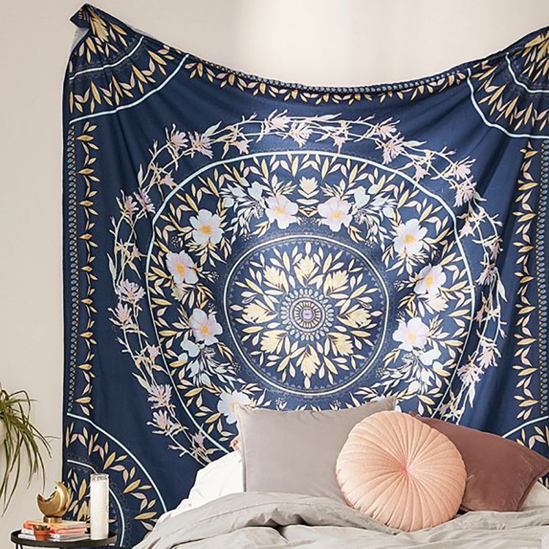 Tapestry Mandala Hippie Bohemian Wall Hanging Flower Tapestry Wall Hanging Decor for Living Room Bedroom 145x145cm