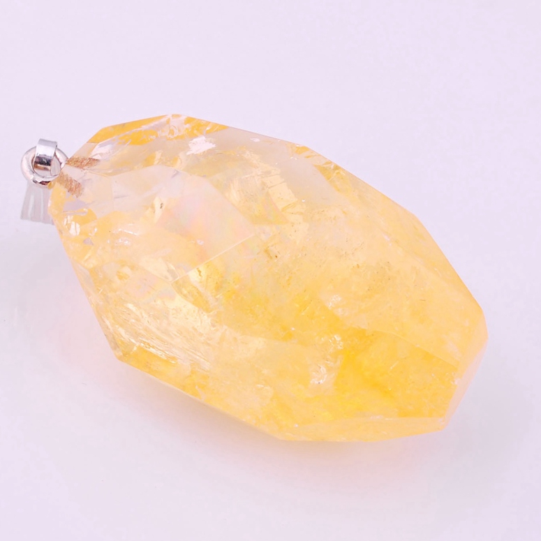 Gemstone Pendant Polygon Men and Women Personality Trend Simple Neck Jewelry Handmade