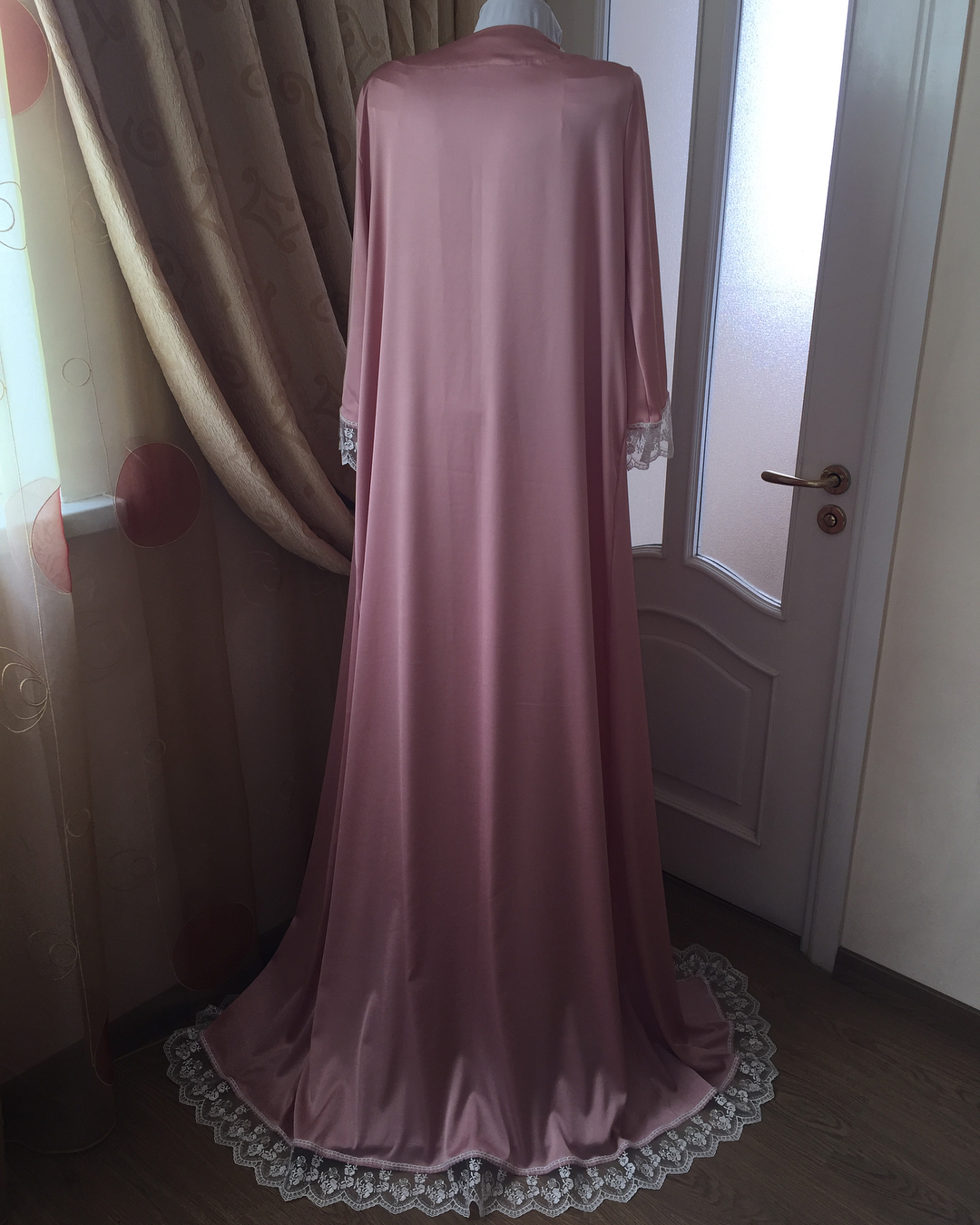 100 real image bride sleepwear robes custom made lace edge long sleeve women sleepwear dresses cheap