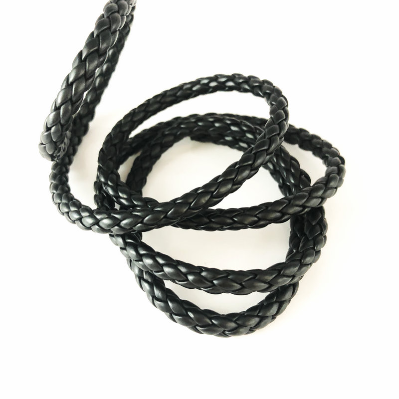 6mm 5m six strands black PU braided rope leather rope DIY necklace bracelet braided rope