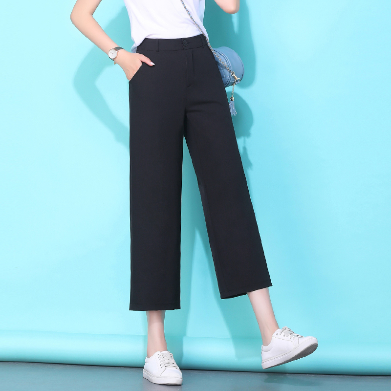 Casual High Waist Black Ankle-Length Pants Women Summer New Loose Ladies Office Trousers Pocket Solod Korean Thin Wide Leg Pants
Casual High Waist Black Ankle-Length Pants Women Summer New Loose Ladies Office Trousers Pocket Solod Korean Thin Wide Leg Pants
