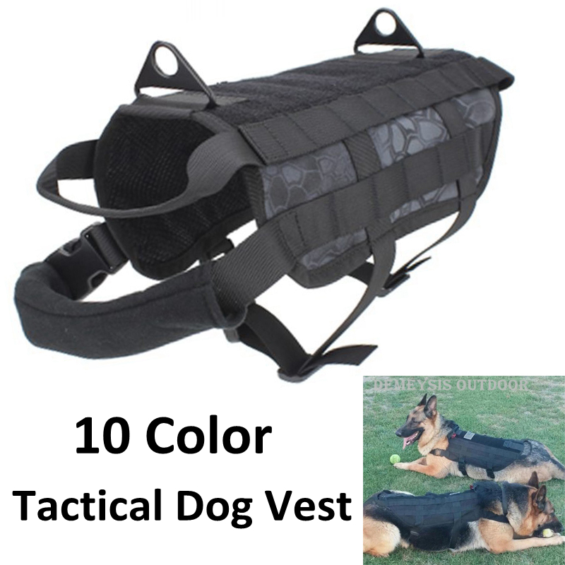 Tactical Camouflage Dog Vest Molle Dog Training Harness Hunting Pet Vest with Pulling Handle, Black
Tactical Camouflage Dog Vest Molle Dog Training Harness Hunting Pet Vest with Pulling Handle, Black