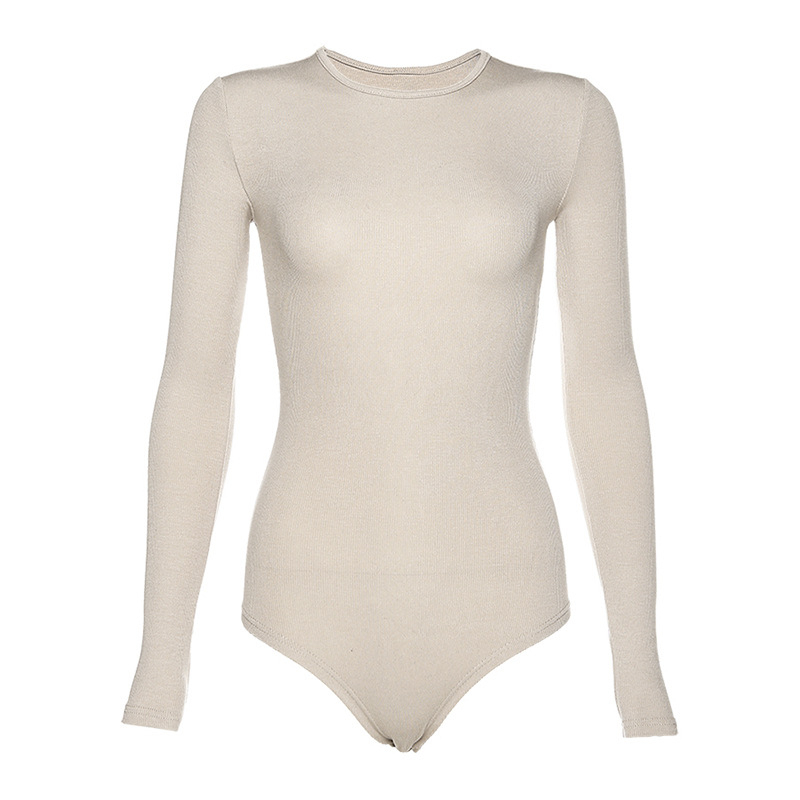 sexy black bodysuit women Basic stretch Slim fall winter street leisure cotton long sleeve short jumpsuits mujer