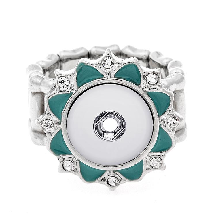 12MM Fashion Chunk Snap Button Rings Noosa Metal crystal Interchangeabale Ginger Snaps Adjustable Elastic Rings For women Men DIY Jewelry
