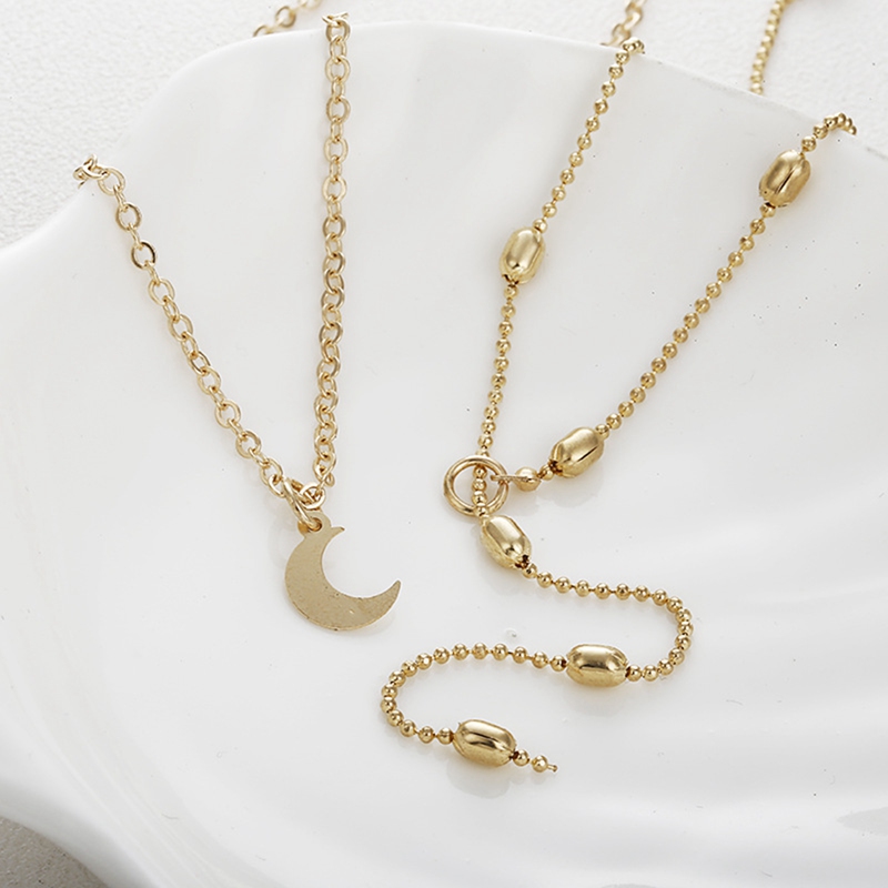 Multi-layer moon bead chain necklace item pendant pendant sequin chain jewelry for women wedding gifts