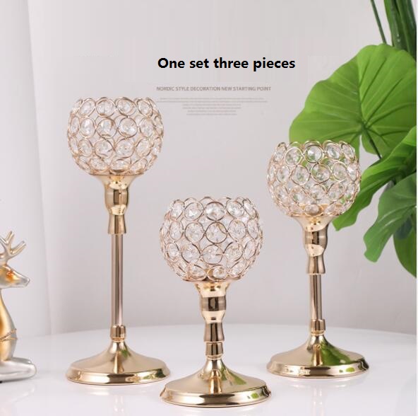 Wedding Centerpieces Candlesticks Gold color Acrylic Candle Holders one Set of 3 three sizes for wedding home Table Centerpieces