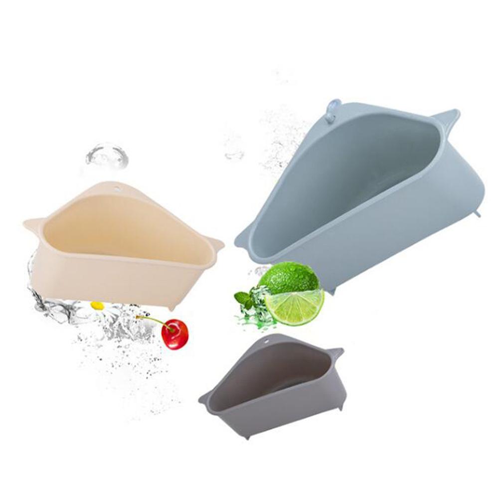 Kitchen Storage Rack Drain Basket with Suction Cup for Sink Corner PP Plastic Sponge Brush Cloth Strainer Basket Draining Racks