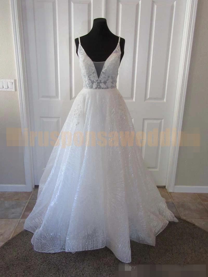Dresses Line Designer A Spaghetti Straps Beaded Sequins Backless Wedding Gown Newest Custom Made Vestido De Novia