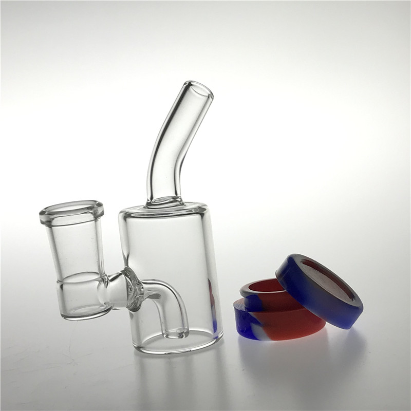 4 Inch Silicone Bottom Glass Water Bongs Pipes with Hookah 14mm Female Thick Heady Beaker Bong 10 ML Container Reclaimer for Somking Removable Water Pipes