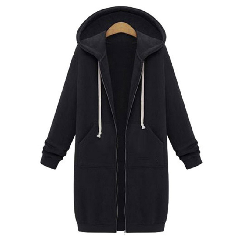 Wipalo Plus Size Women'S Zip Up Hooded Longline Hoodies Ladies Long Sleeve Autumn.Winter Sweatshirt Coat Casual Jacket Top S-5XL Y200107