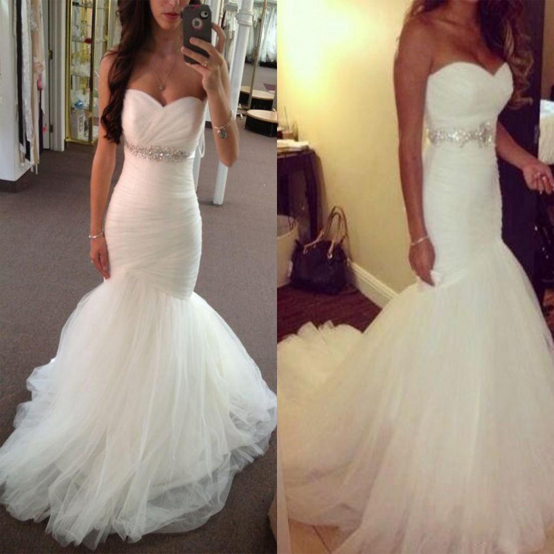 2020 Sleeveless Pleated Mermaid Wedding Dress with Removable Sash Corset Back Mermaid Bridal Dress Plus Size, Gold
2020 Sleeveless Pleated Mermaid Wedding Dress with Removable Sash Corset Back Mermaid Bridal Dress Plus Size, Gold