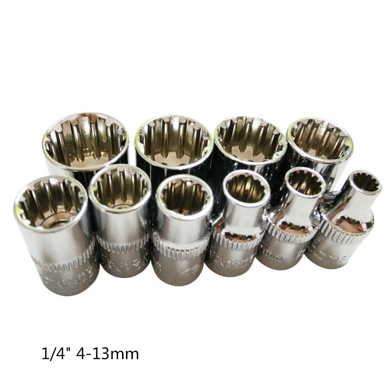 10 Pcs 1/4" 4-13mm Universal 12 Tooth Socket Wrench Head Inner Hexagon Spanner Allen Head Auto Repair Tools
10 Pcs 1/4" 4-13mm Universal 12 Tooth Socket Wrench Head Inner Hexagon Spanner Allen Head Auto Repair Tools