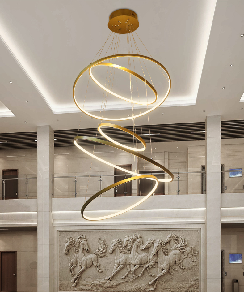 Modern Aluminum Classical Circle Ring Led Pendant Light For Living Room Bedroom White Black Silver Gold Frame Home Lighting
