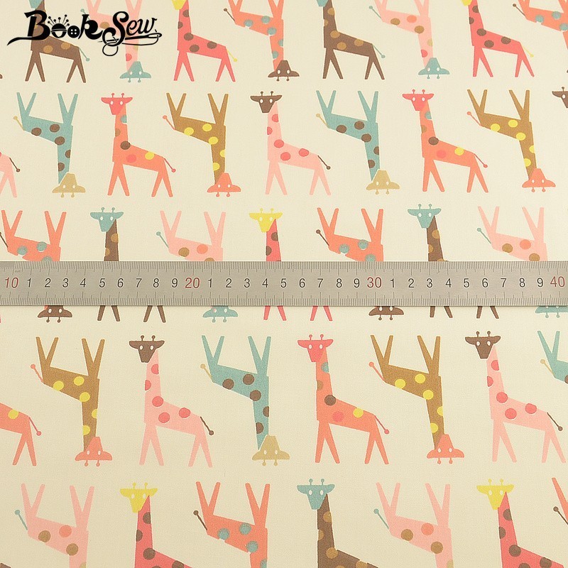 Wholesale-Booksew Giraffe Pattern100% Cotton Fabric Home Telas Fat Quarters DIY Handmade Quilting Bed Sheet Sewing Pillow Patchwork Tissu