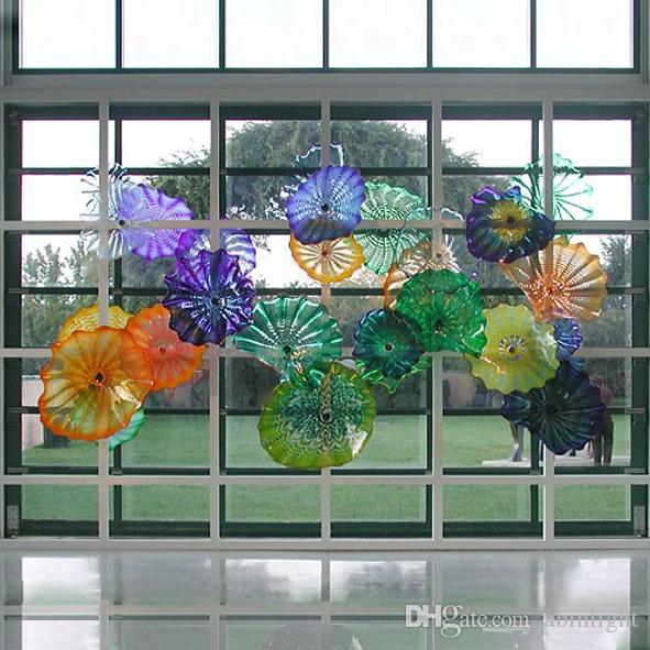 Modern LED Wall Lamps Murano Glass Plate DIY Background Light Indoor for Home Interior TV Lounge Living Room Bedroom