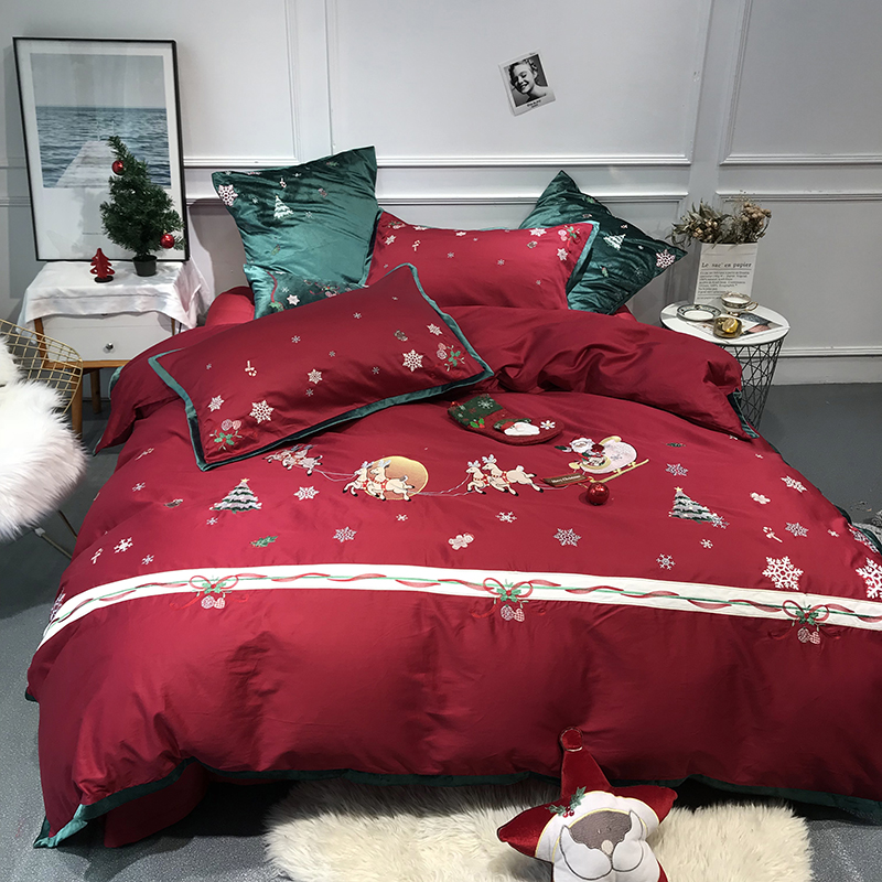 2019 Christmas elk Bedding Set embroidery Egyptian Cotton Queen King size 4/7pieces Bed Sheet set Duvet Cover
2019 Christmas elk Bedding Set embroidery Egyptian Cotton Queen King size 4/7pieces Bed Sheet set Duvet Cover