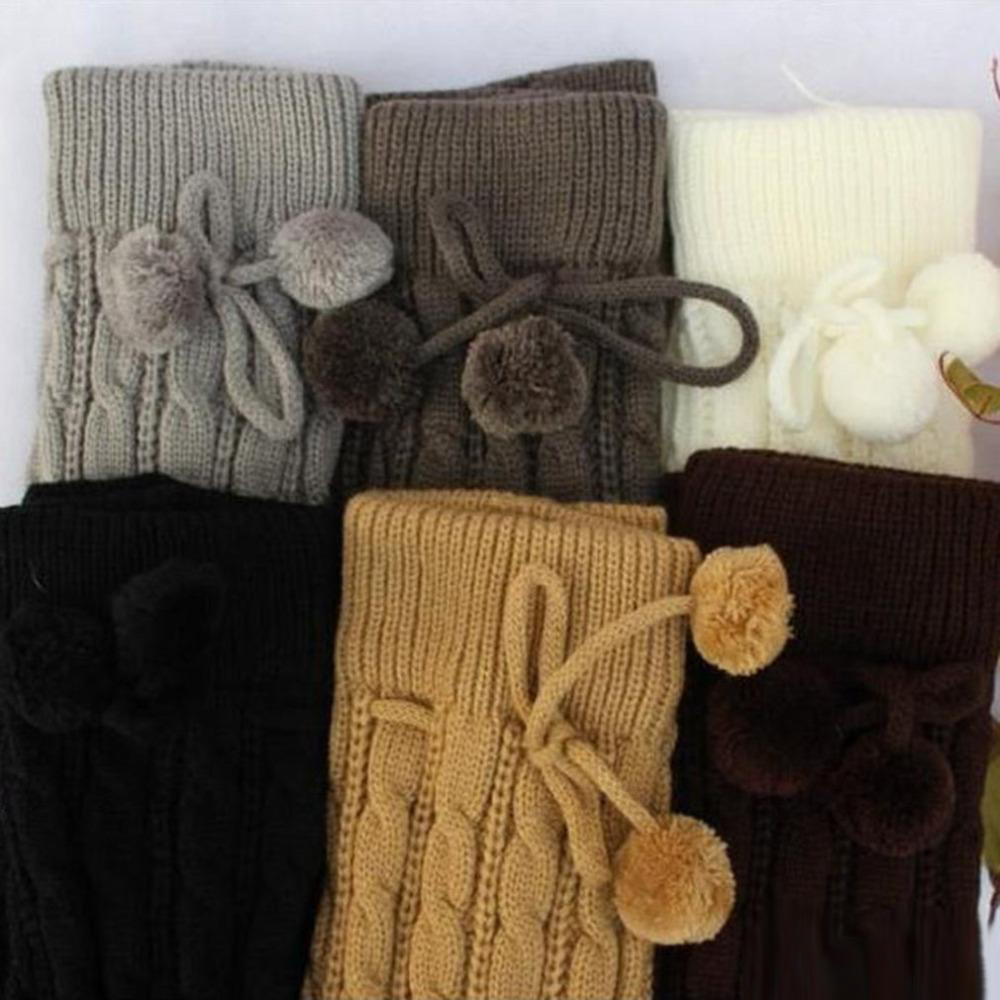 Girls Hot Fashion Leg Warmers Women Warm Knee High Winter Knit Solid Crochet Leg Warmer Socks Warm Boot Cuffs Long Socks