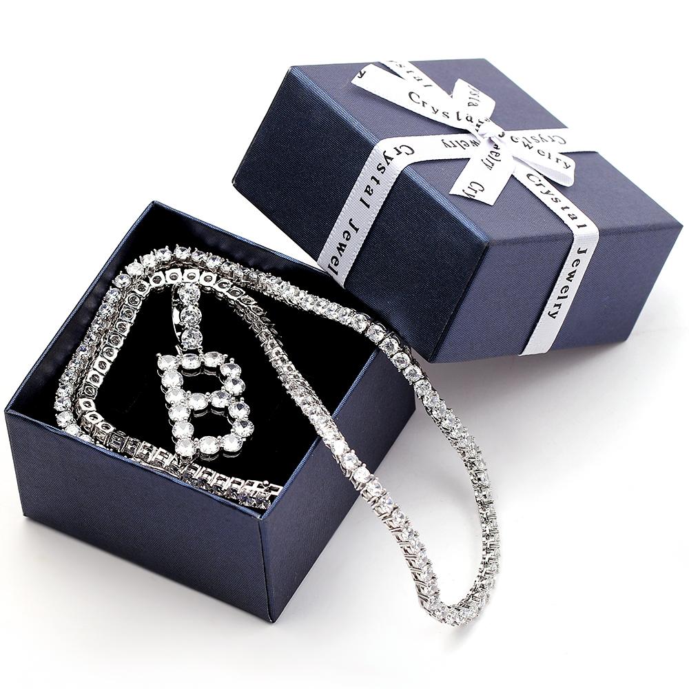 Zircon Tennis Letters Necklaces Pendant For Men Women Silver Color Fashion Hip Hop Jewelry Personalized Name Chain