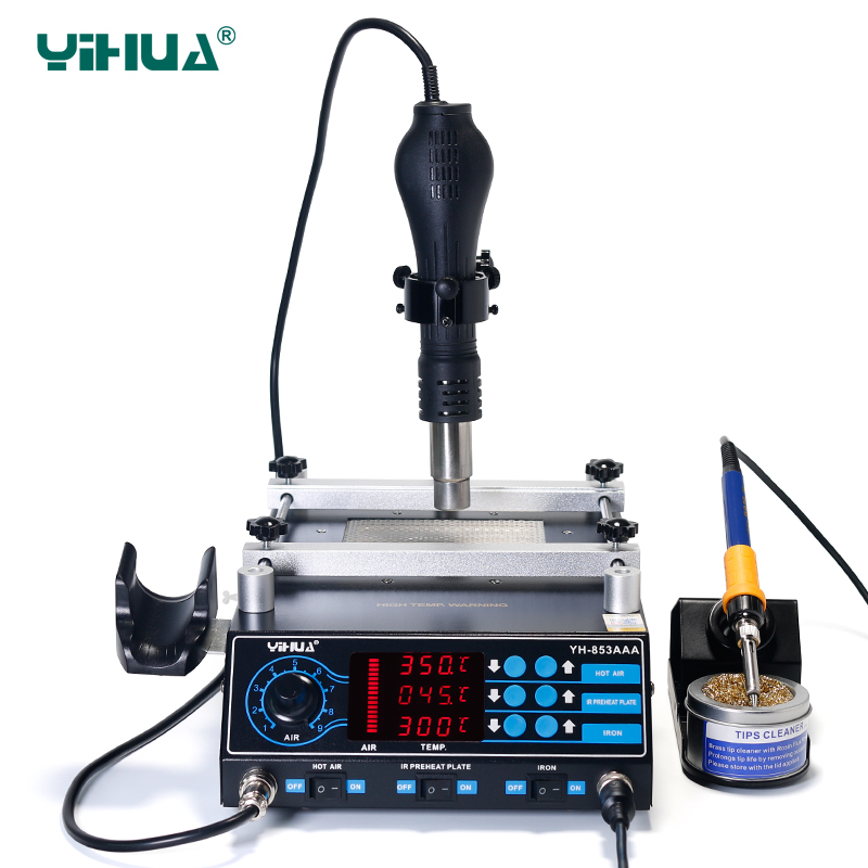 Hot Air Soldering Station With Adjustable Hot Air Bracket BGA Rework Station IR Repair YIHUA 853AAA
Hot Air Soldering Station With Adjustable Hot Air Bracket BGA Rework Station IR Repair YIHUA 853AAA