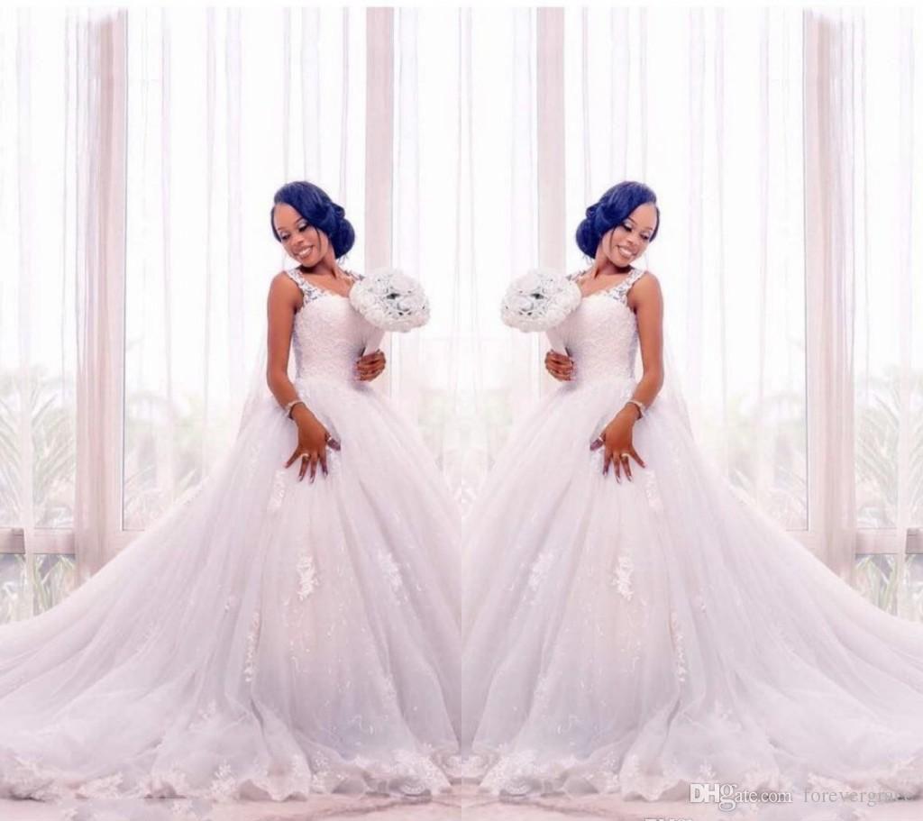 2019 African Black Girls White Wedding Dress With Lace Applique Sleeveless Country Garden Bridal Gown Custom Made Plus Size, Ivory
2019 African Black Girls White Wedding Dress With Lace Applique Sleeveless Country Garden Bridal Gown Custom Made Plus Size, Ivory
