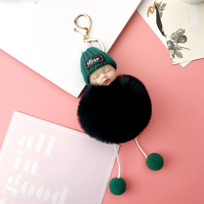 10pcs/Lot Party Favors Dream Doll Sleep Cuteness Baby Hair Ball Key Chain For Diy Bag Charm And Car Keyring Accessory Small Gift
