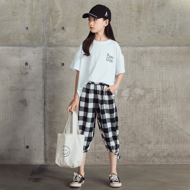Girls Summer Clothing Set 2020 New Teen Girls Cotton T-shirt and Plaid Pants Set Korean Kids Casual Two-Piece Fashion, #0136
Girls Summer Clothing Set 2020 New Teen Girls Cotton T-shirt and Plaid Pants Set Korean Kids Casual Two-Piece Fashion, #0136