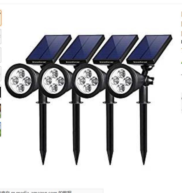 4LED Solar Lights 2-in-1 Waterproof Outdoor Landscape Lighting Spotlight Wall Light Auto On/Off for Yard Garden Driveway Pack of 4