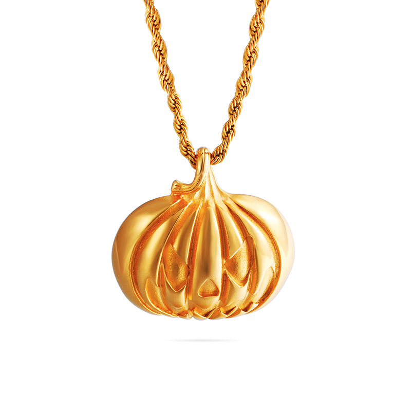 Halloween Pumpkin Pendant Necklace 316L Stainless Steel Gold Plated New Funny Necklace Jewelry Men Women Pendants