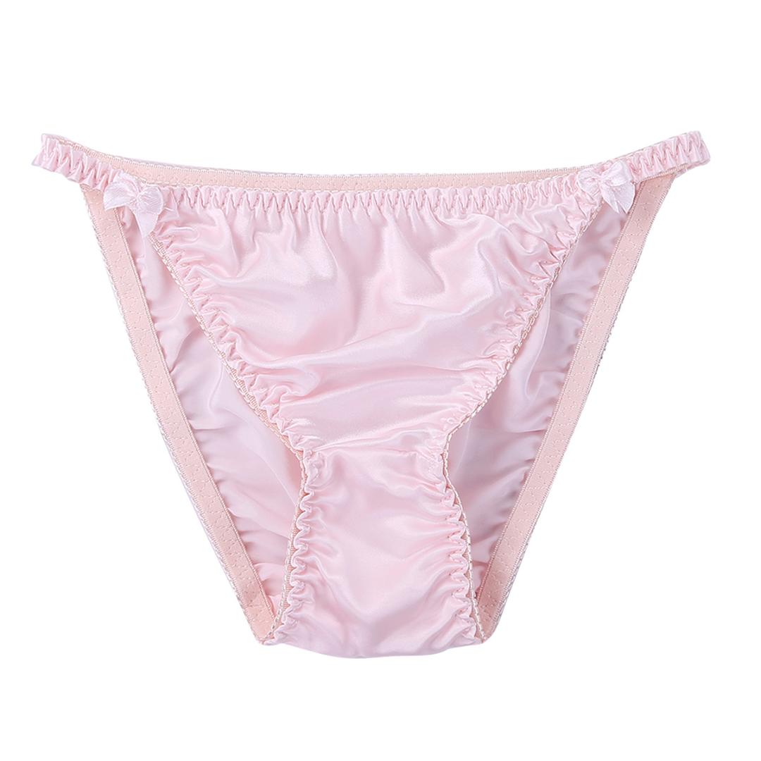 Women's Briefs Sexy Silk Smooth Soft Underwear Woman Elastic Waistband Lingerie Panties Low Rise High Cut Pure Color Underpants