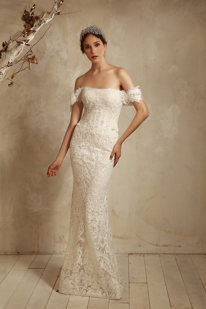 Tony Ward Mermaid Dresses With Detachable Skirt Lace Appliqued Sweep Train Off Shoulder Country Wedding Dress Plus Size Bridal Gowns