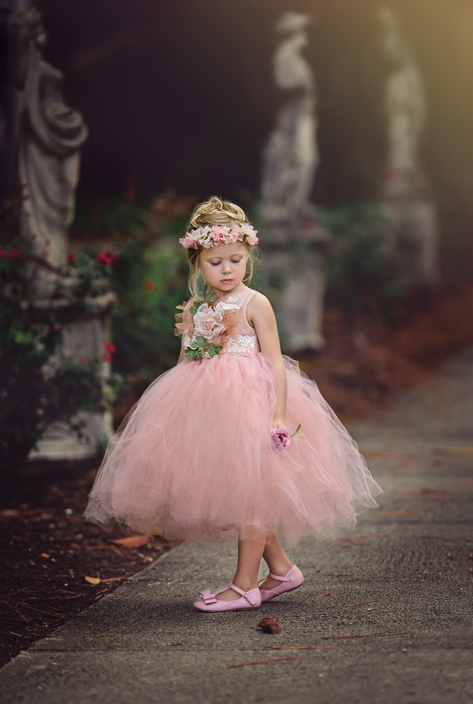 Vintage Hand Made Flower Girls Dresses For Weddings Blush Pink Ball Gown Princess Dress For little Girl Sleeveless Hot Sale Pageant Gowns