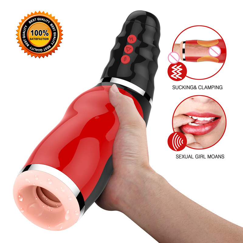 New Oral Sucks Male Masturbator Deep Throat Clip Suction Sex Machine Induced Vibration Sex Moan Intimate Goods Sex Toys for Men Y191011